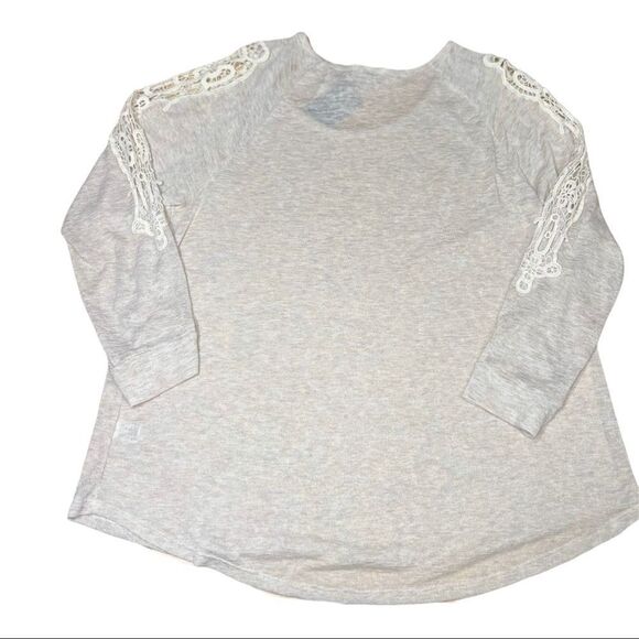 NWT Wallpapher Natural Knit Plus Top Crochet Cold Sholder Sleeves 1X - Picture 3 of 8